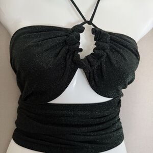 Devon Windsor Wrap Top Small Green Glitter Womens Beachy Party Cocktail NWT New